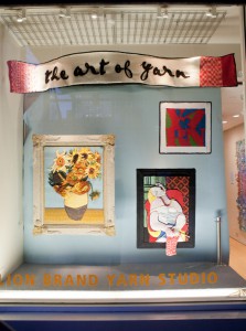 The window display from March 2012 at Lion Brand Yarn on 15th Street, west of Fifth