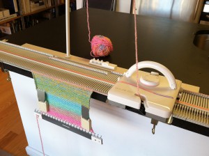 This knitting machine is completely manual.  And fast!